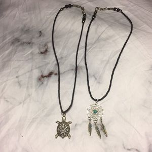 Turtle and dream catcher necklaces